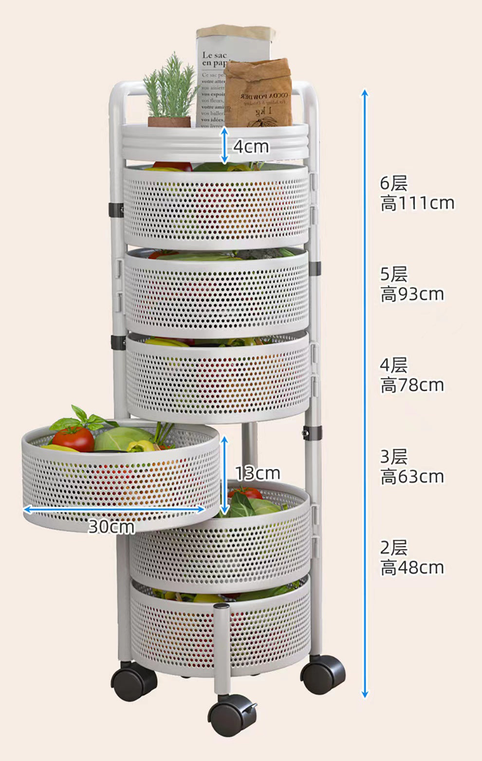 Kitchen rotating multifunctional storage rack