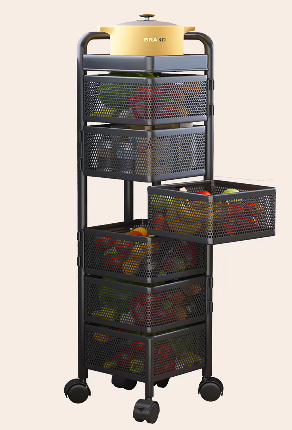 Kitchen rotating multifunctional storage rack