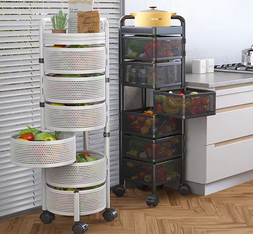 Kitchen rotating multifunctional storage rack