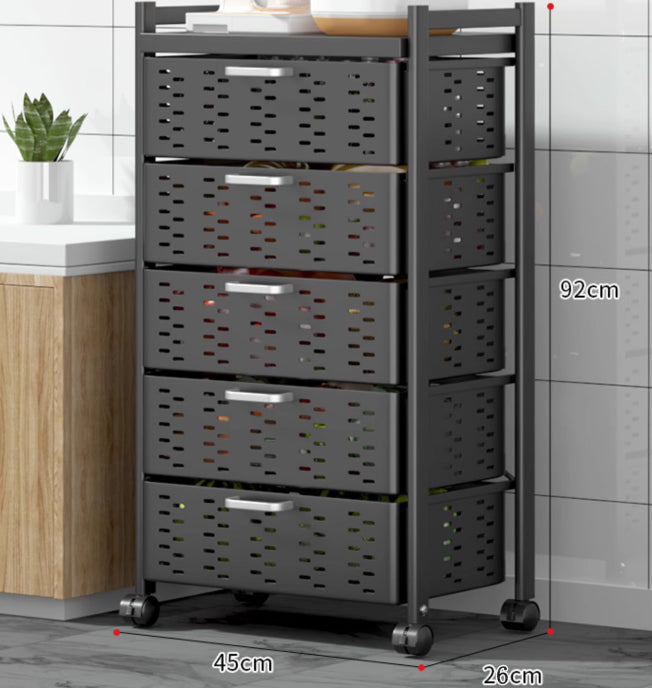 Kitchen movable pull-out fruit and vegetable storage rack