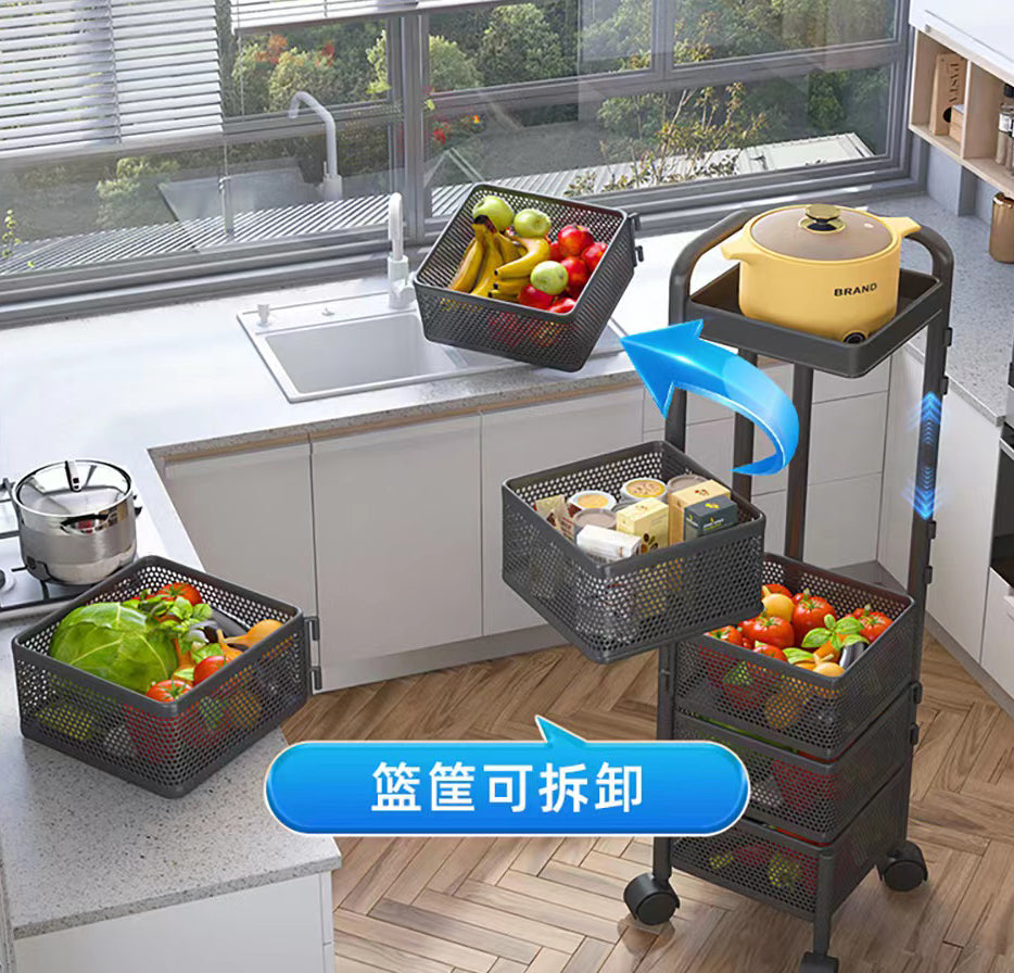 Kitchen rotating multifunctional storage rack