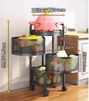 Kitchen rotating multifunctional storage rack