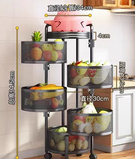 Kitchen rotating multifunctional storage rack