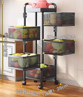 Kitchen rotating multifunctional storage rack