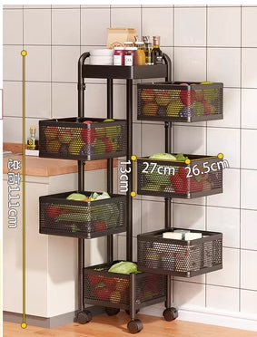 Kitchen rotating multifunctional storage rack