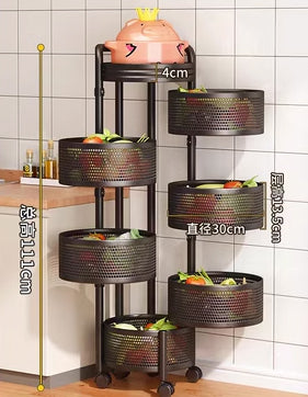 Kitchen rotating multifunctional storage rack