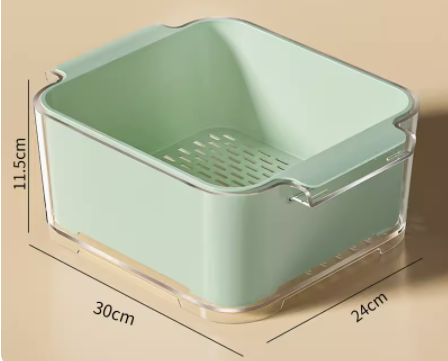 Double layered fruit and vegetable drain basket