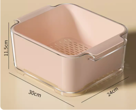 Double layered fruit and vegetable drain basket