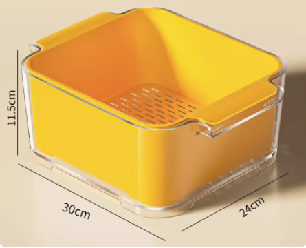 Double layered fruit and vegetable drain basket